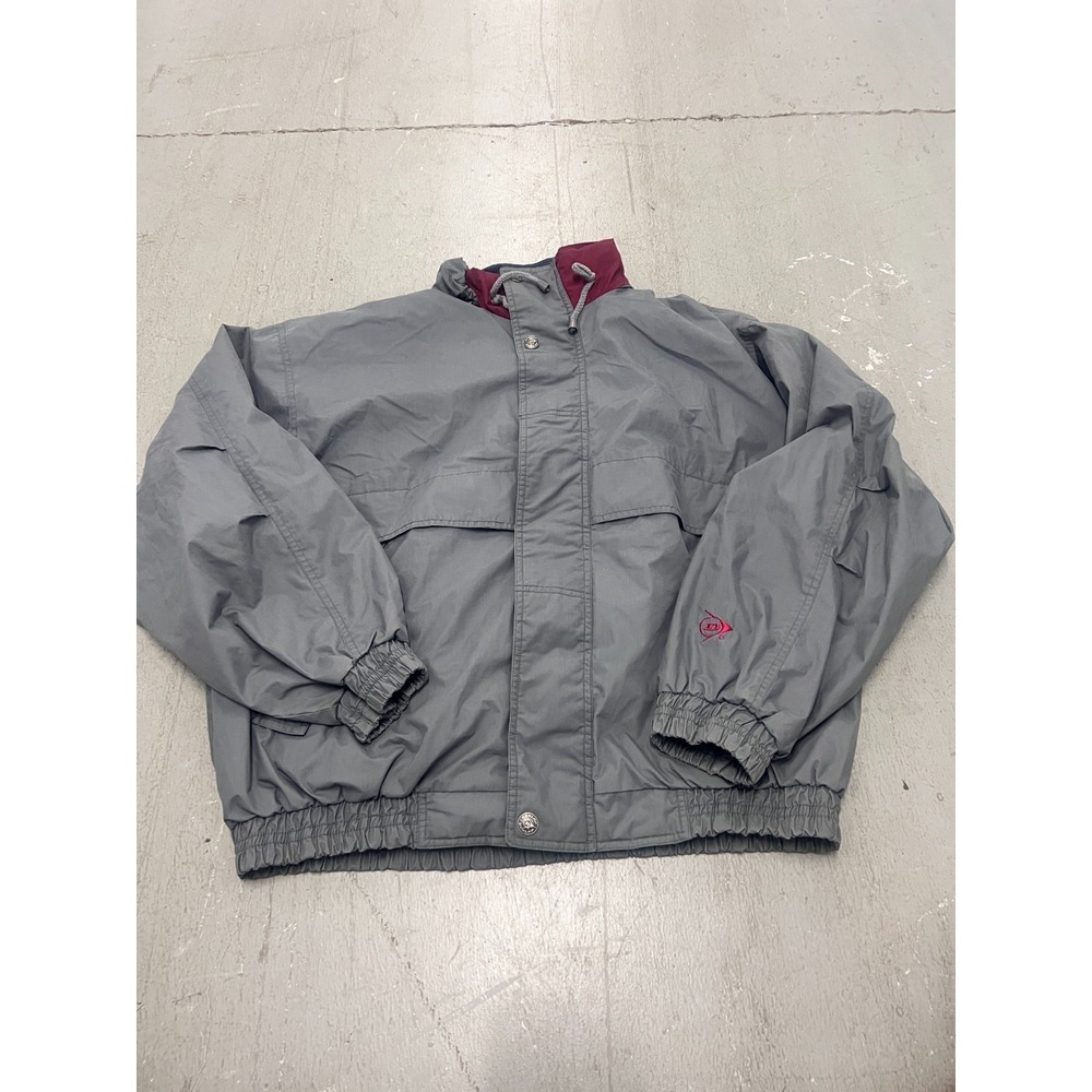 Dunlop Windbreaker Jacket Mens XL Gray Full Zip Long Sleeve Workwear Utility